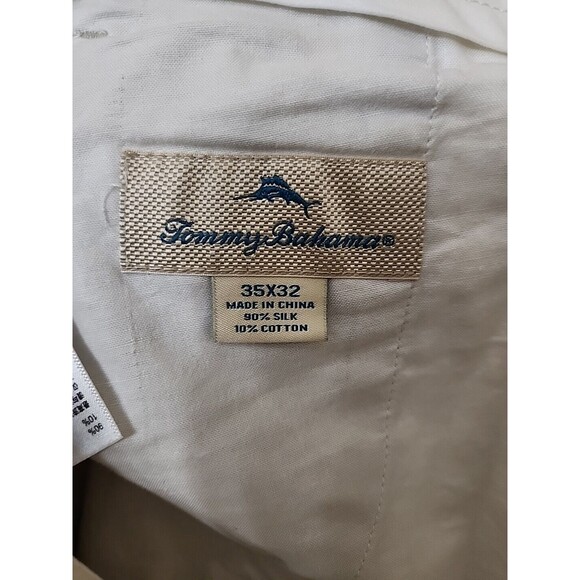 Tommy Bahama Pants Mens 35x32 Beige Silk Cotton Vacation Beach - Picture 7 of 9